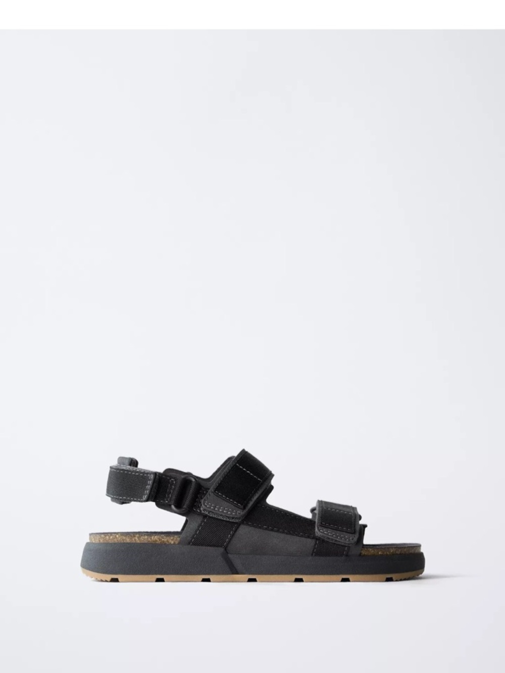 Zara Black Kids Strappy Cork-Style Sandals